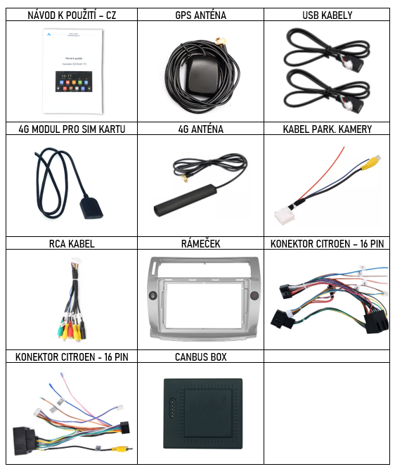 CZ_Příslušenství pro Isudar T72+T75 chytré autorádio Citroen C4 I (2004-2009) evtech.cz
